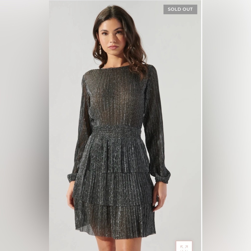 Sugarlips Black Shimmer Long Sleeve Dress